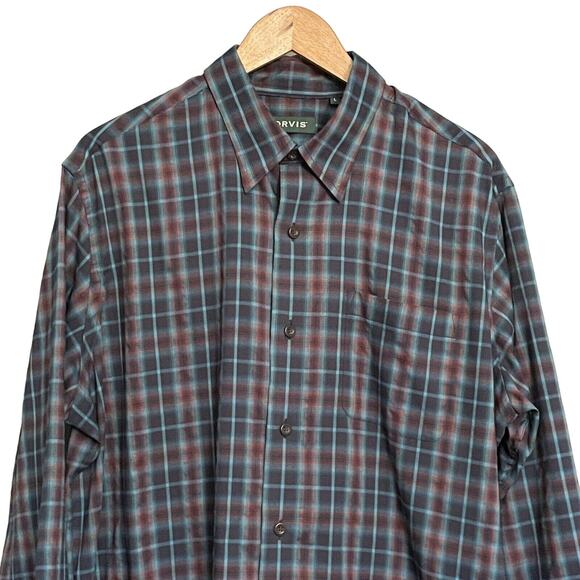 Orvis Shirt Plaid Button Up Soft Wool Blend Long‎ Sleeve Men’s Large EUC - Picture 2 of 9